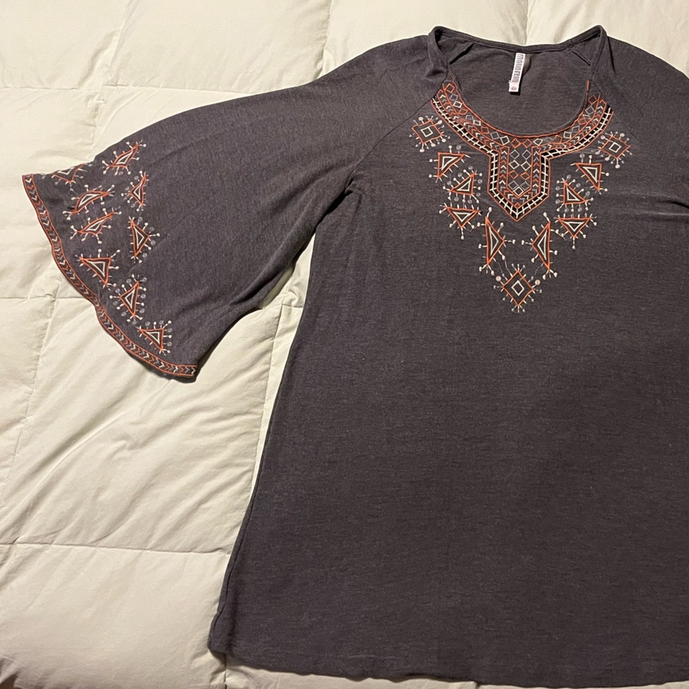 MONORENO Grey Bell Sleeve Blouse